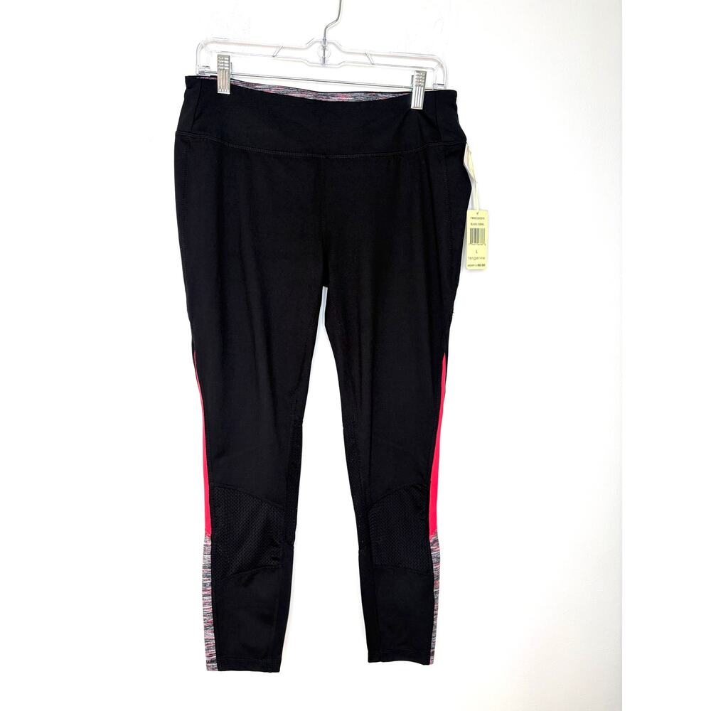 Tangerine Cropped Leggings Sz L Black Coral Mesh Activewear Running Yoga
